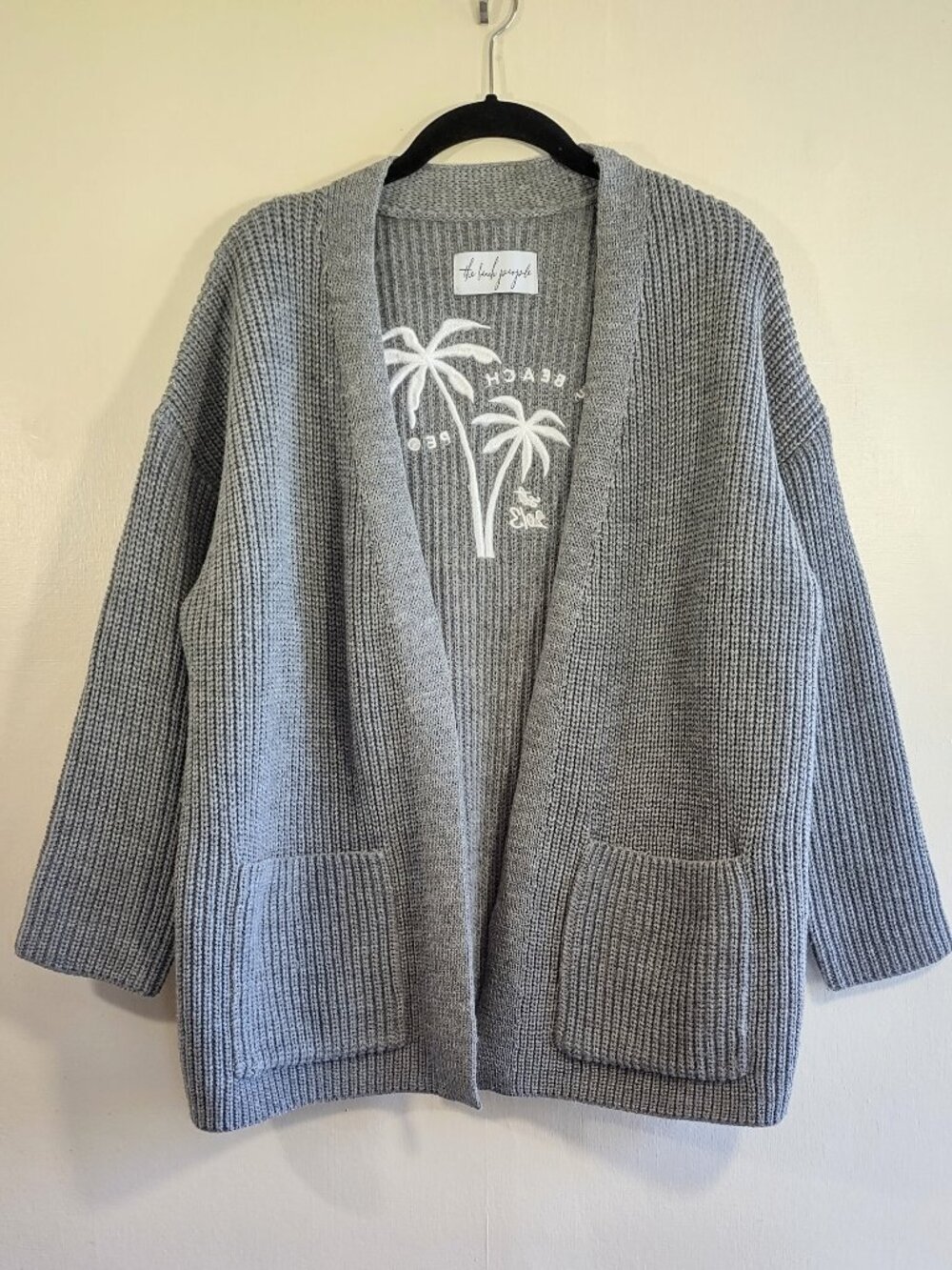 The Beach People Cardigan Sweater Palm Trees Small/XS Tropical Coastal Boho Cozy - Picture 4 of 9